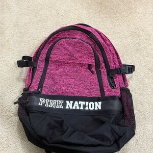 PINK Victoria's Secret Pink and Black Backpack with Sporty Design